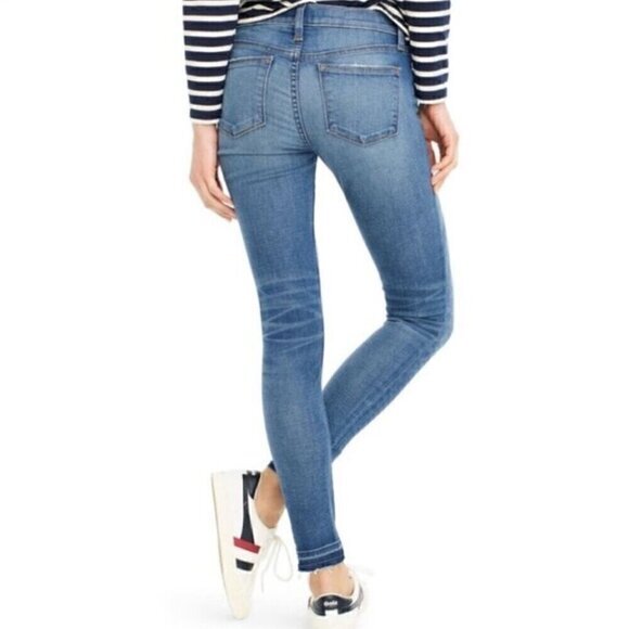 NEW NWT J. CREW 8" Toothpick Jean Newcastle Wash Let Down Hem Ripped Skinny 25 - Picture 4 of 12